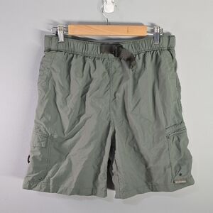 Columbia Cargo Shorts Men's Sz Medium Olive Green Cargo W/ Web Belt Packable